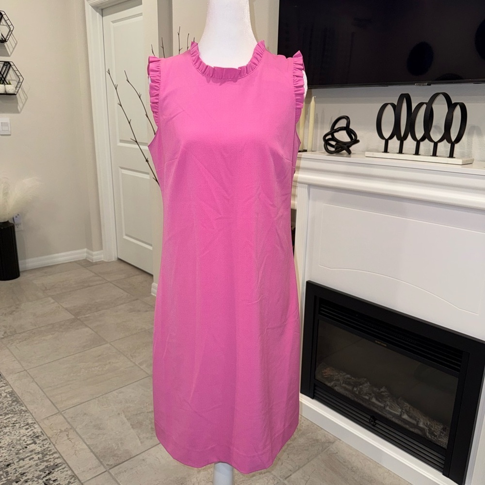 NWT J. Crew Pink Ruffle Midi Dress Size 2